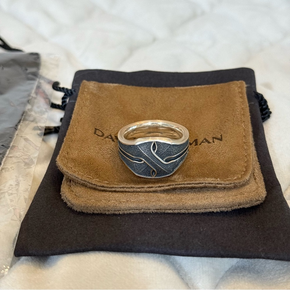 David Yurman Armory Signet Crossover Ring Silver